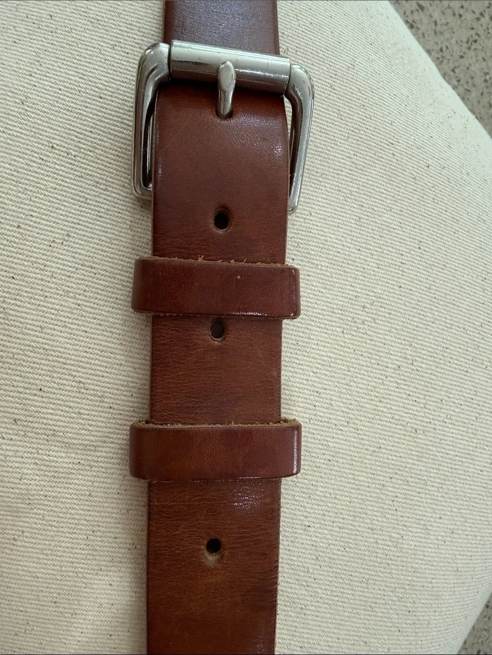 Men's Brown Leather Belt with Silver Buckle